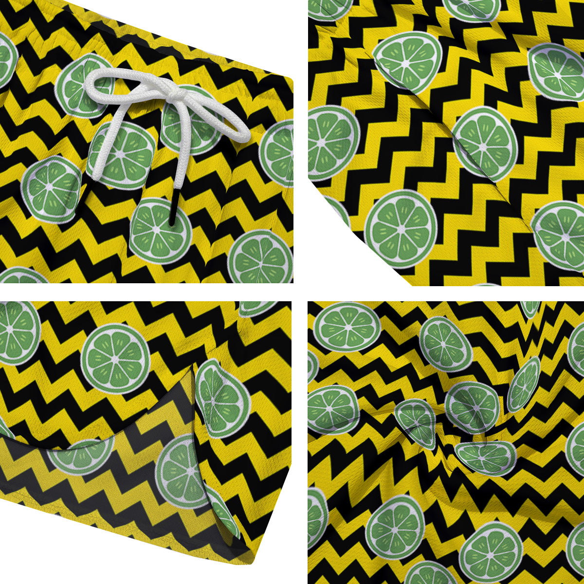 Green Lime And Yellow Zigzag Print Pattern Men's Running Shorts-grizzshop
