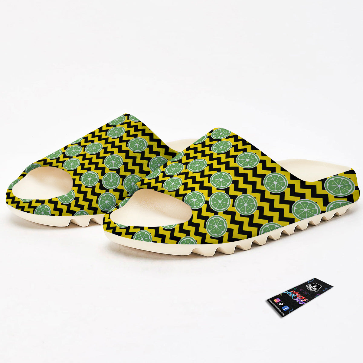 Green Lime And Yellow Zigzag Print Pattern Sandals-grizzshop