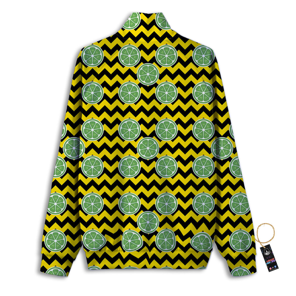 Green Lime And Yellow Zigzag Print Pattern Track Jacket-grizzshop