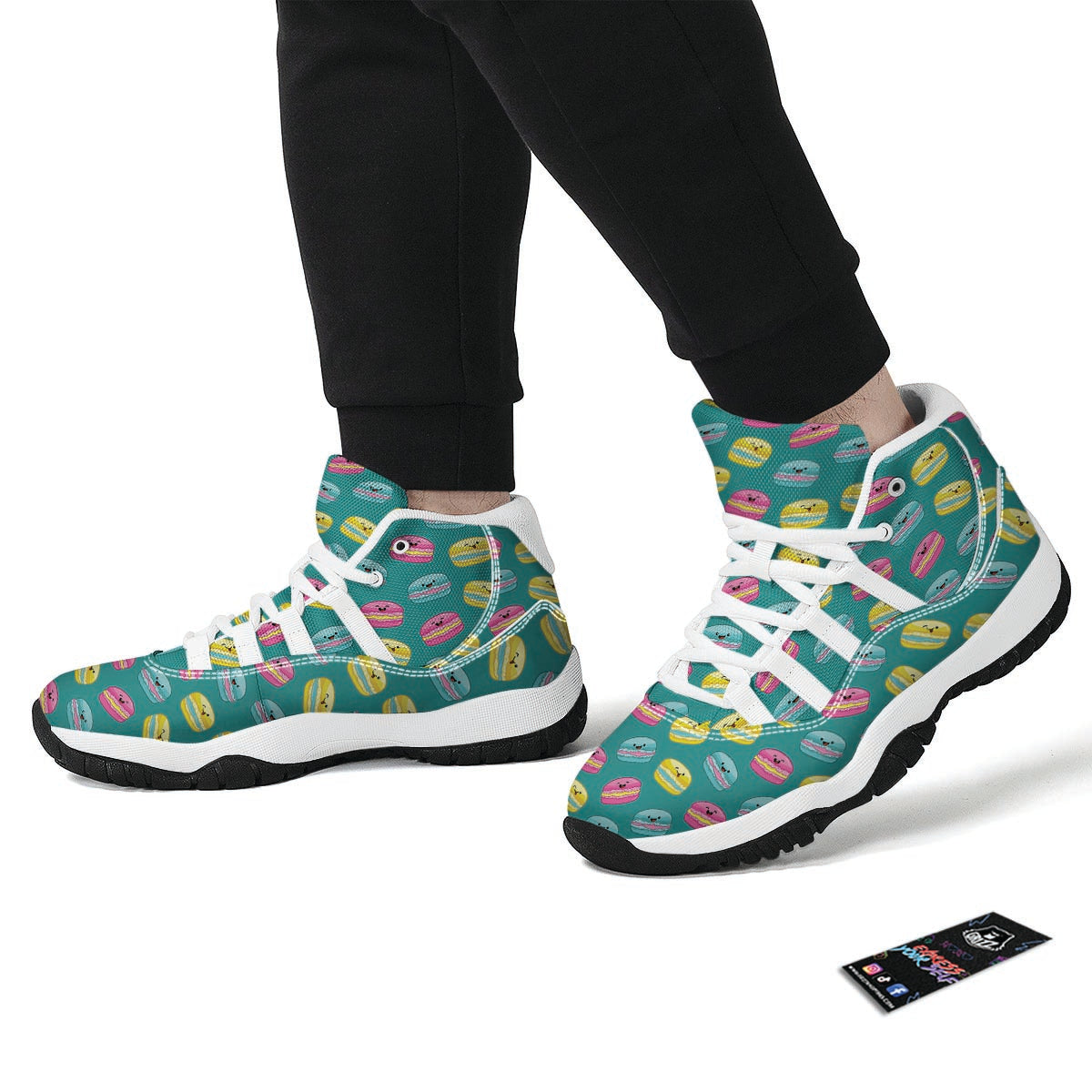 Green Macaron White Bball Shoes-grizzshop