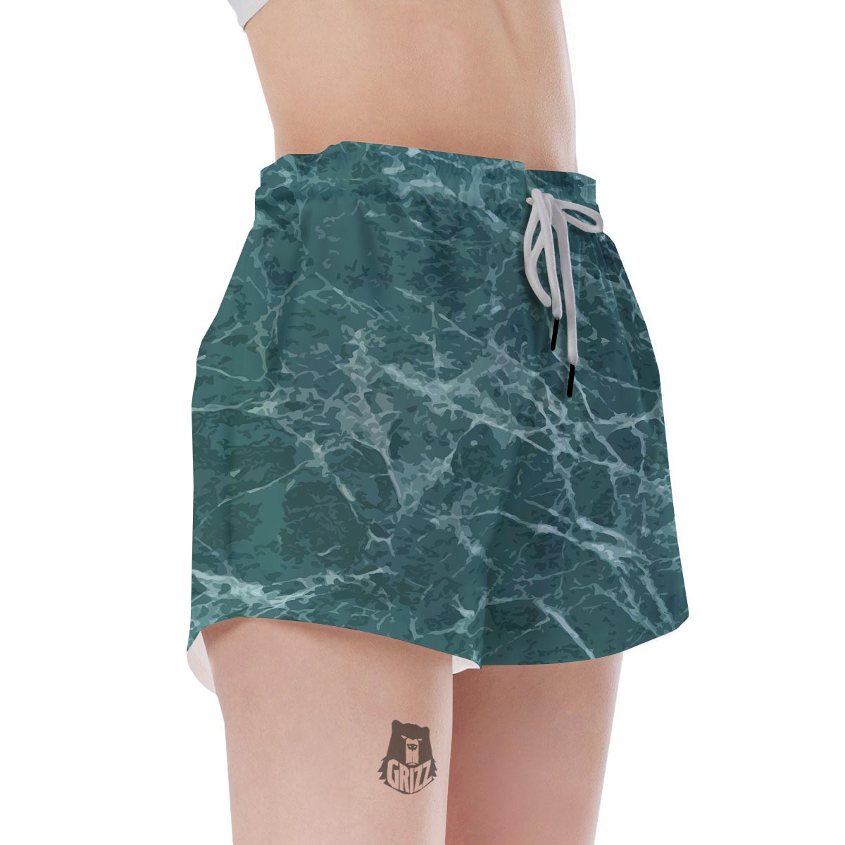 Green Malachite Marble Women's Shorts-grizzshop