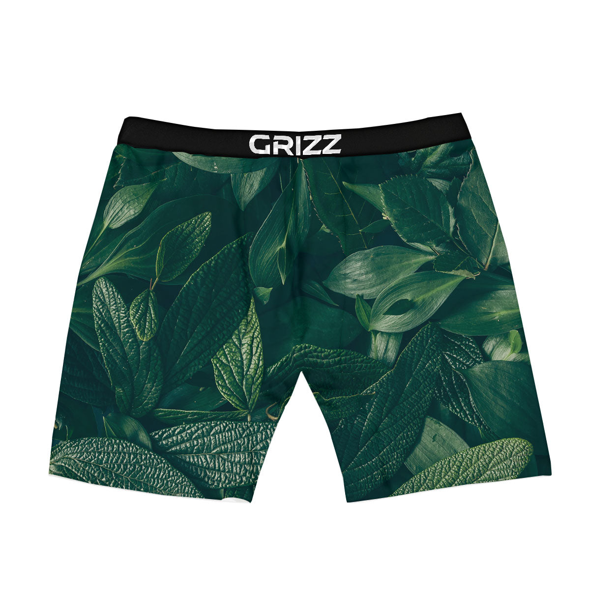Green Natural Leaf Print Boxer Briefs-grizzshop