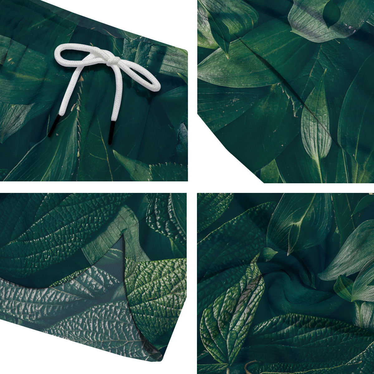 Green Natural Leaf Print Men's Running Shorts-grizzshop