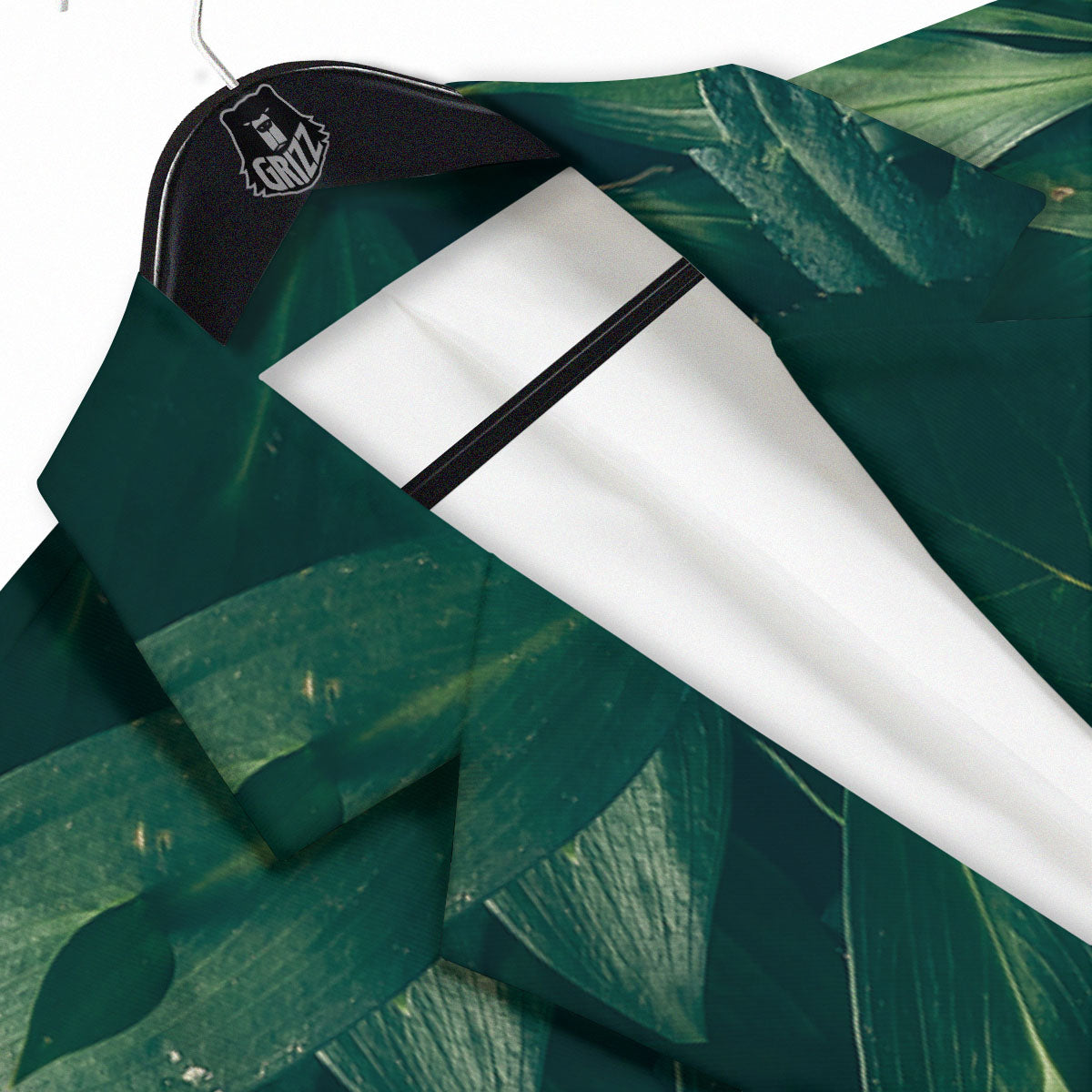 Green Natural Leaf Print Men's Sport Coat-grizzshop