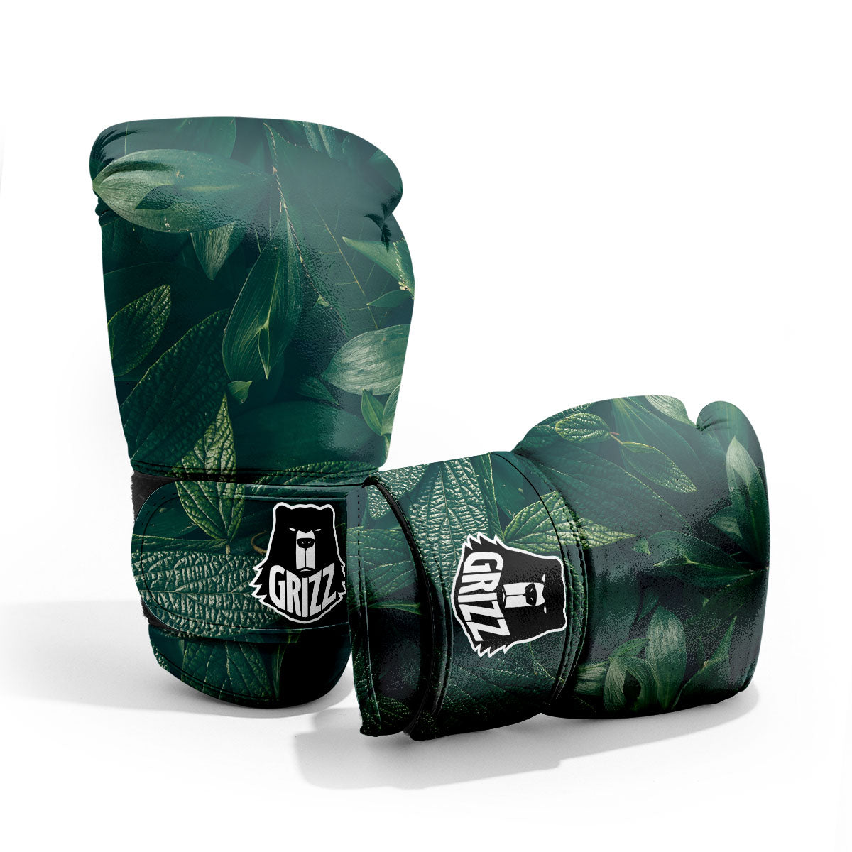 Green Natural Leaf Print Pro Boxing Glove