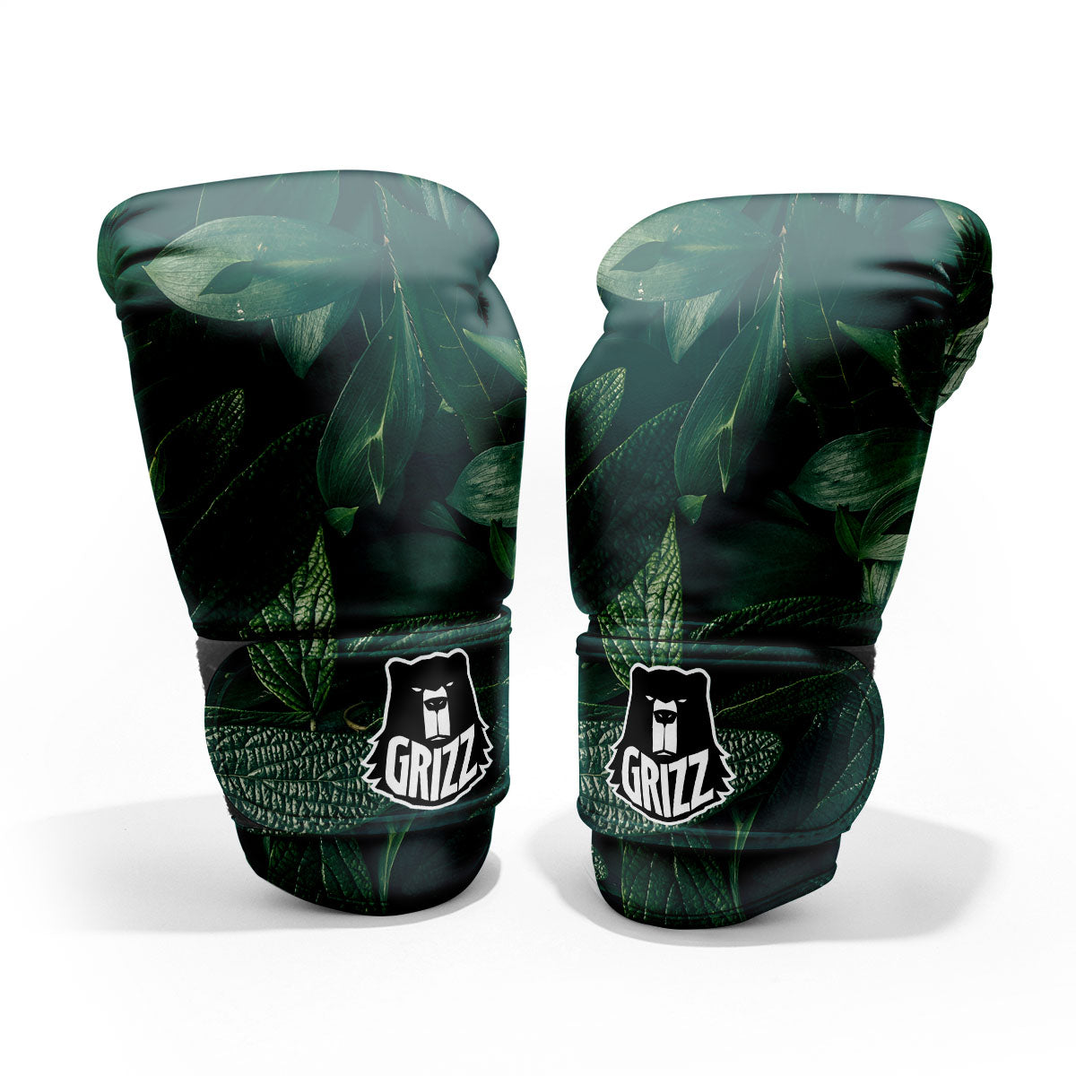 Green Natural Leaf Print Pro Boxing Glove