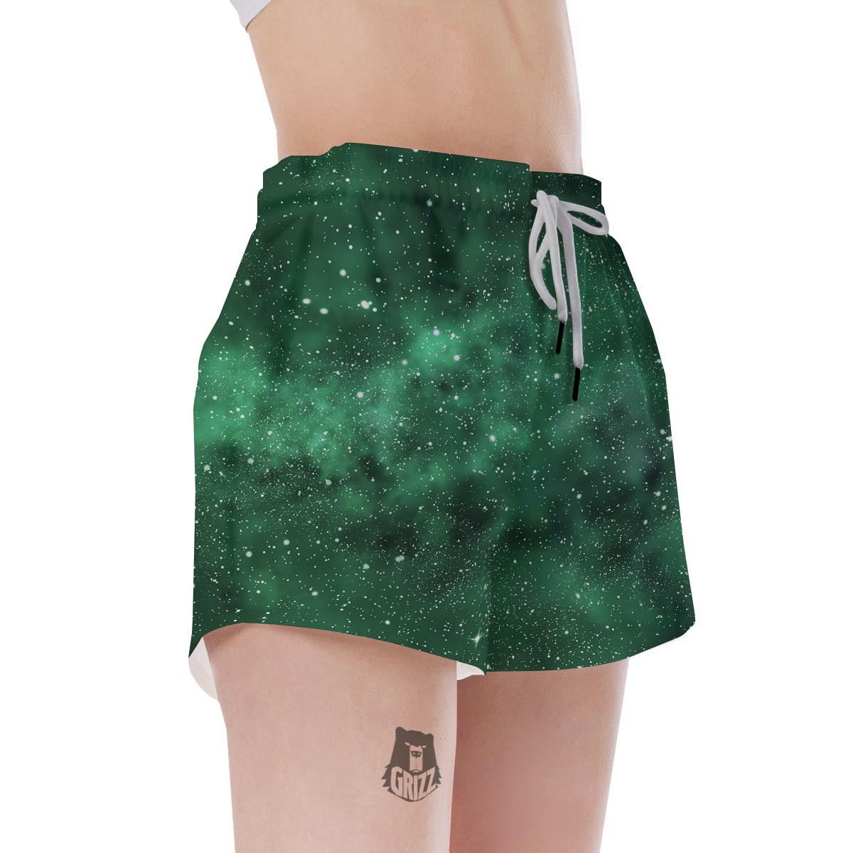 Green Nebula Galaxy Women's Shorts-grizzshop