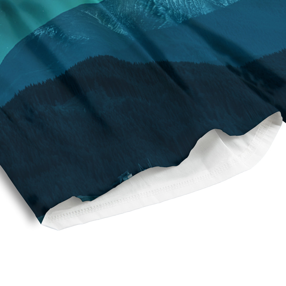 Green Northern Lights And Snowy Mountains Print Men's Athletic Shorts