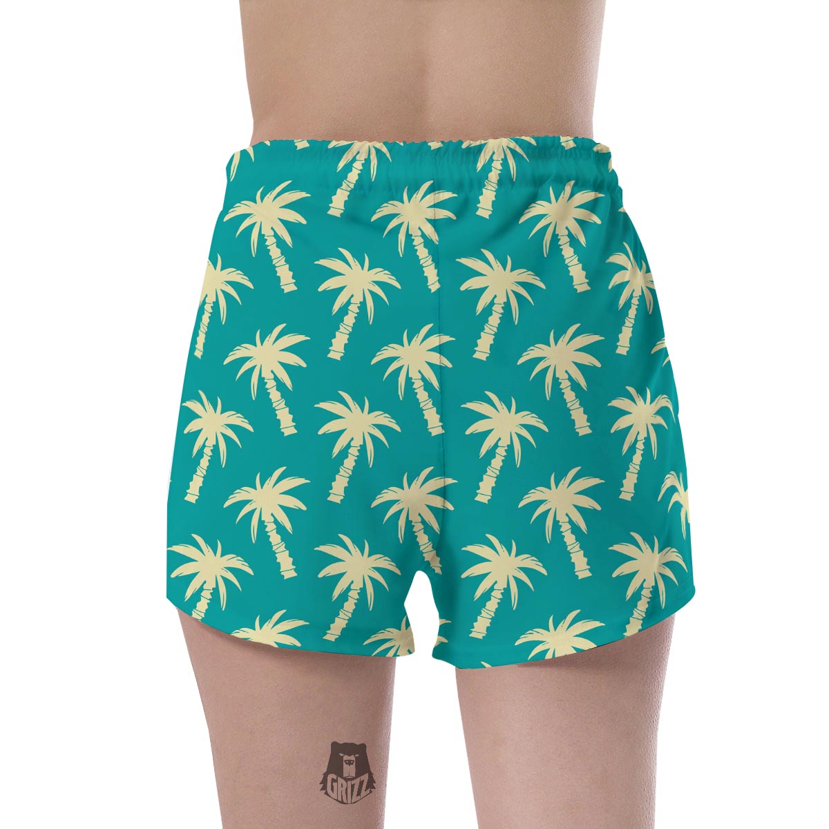 Green Palm Tree Hawaiin Print Women's Shorts-grizzshop