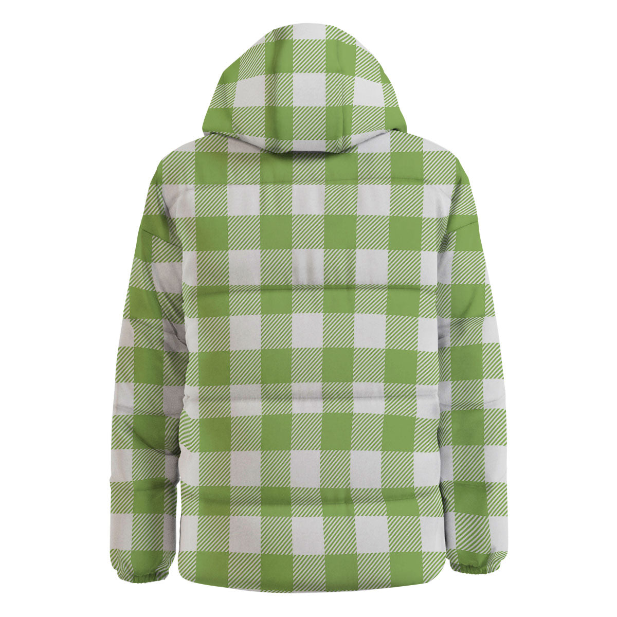 Green Pear And White Gingham Print Down Jacket-grizzshop
