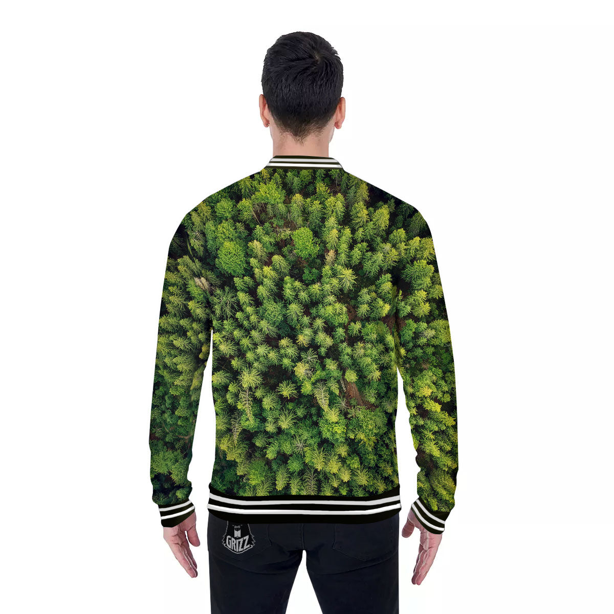 Green Pine Summer Forest Print Baseball Jacket-grizzshop