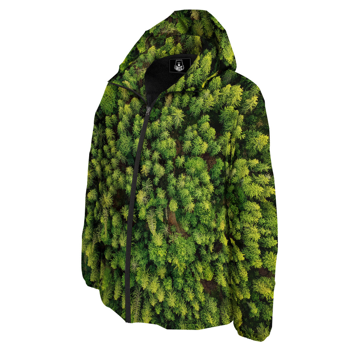 Green Pine Summer Forest Print Down Jacket-grizzshop