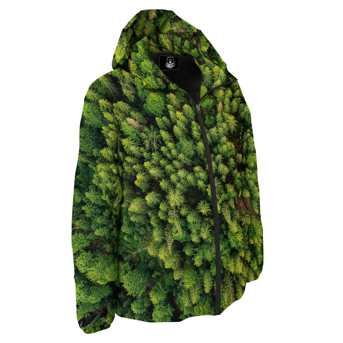 Green Pine Summer Forest Print Down Jacket-grizzshop