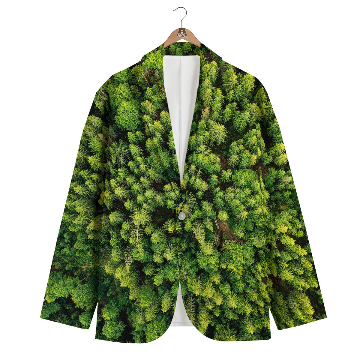Green Pine Summer Forest Print Men's Blazer-grizzshop