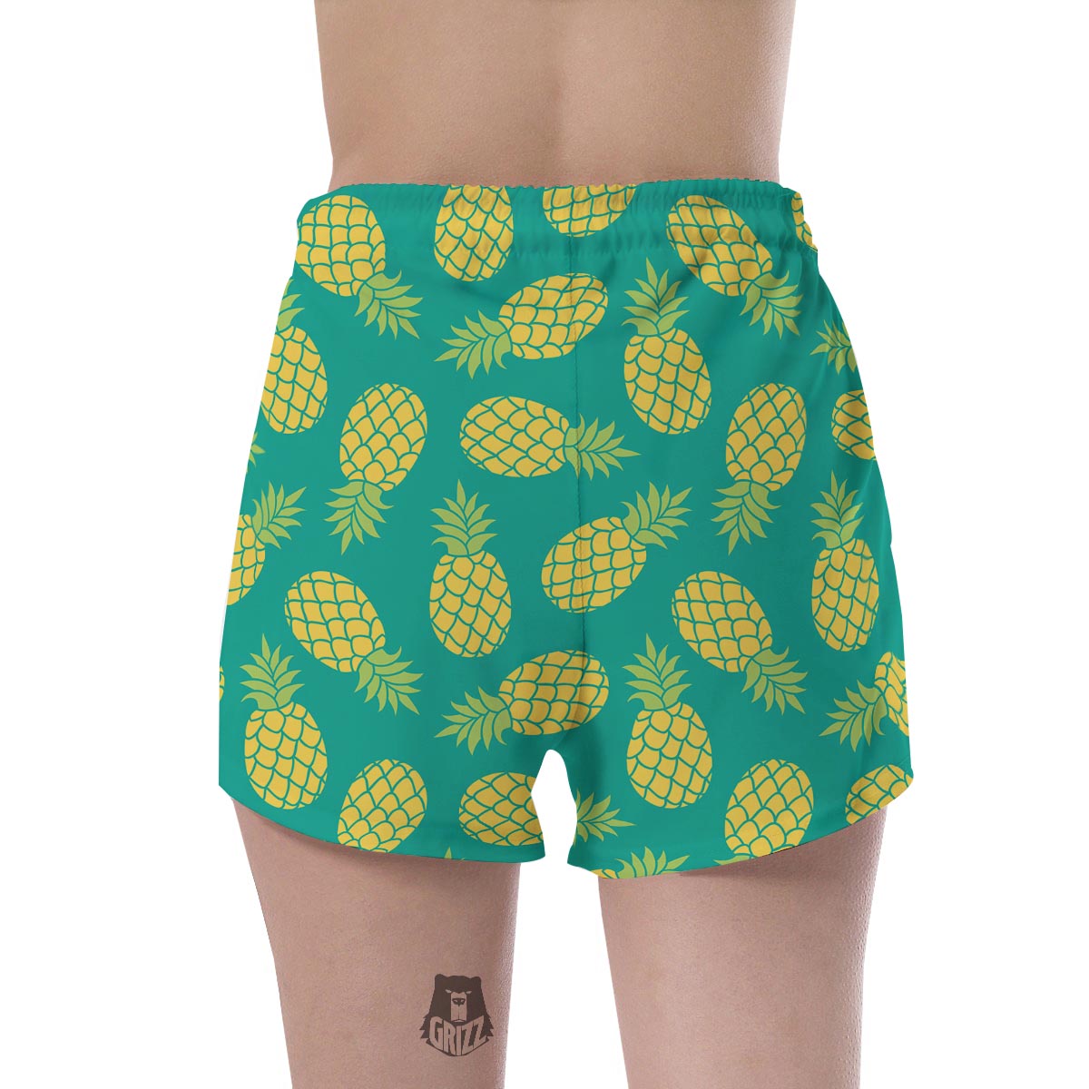 Green Pineapple Print Women's Shorts-grizzshop