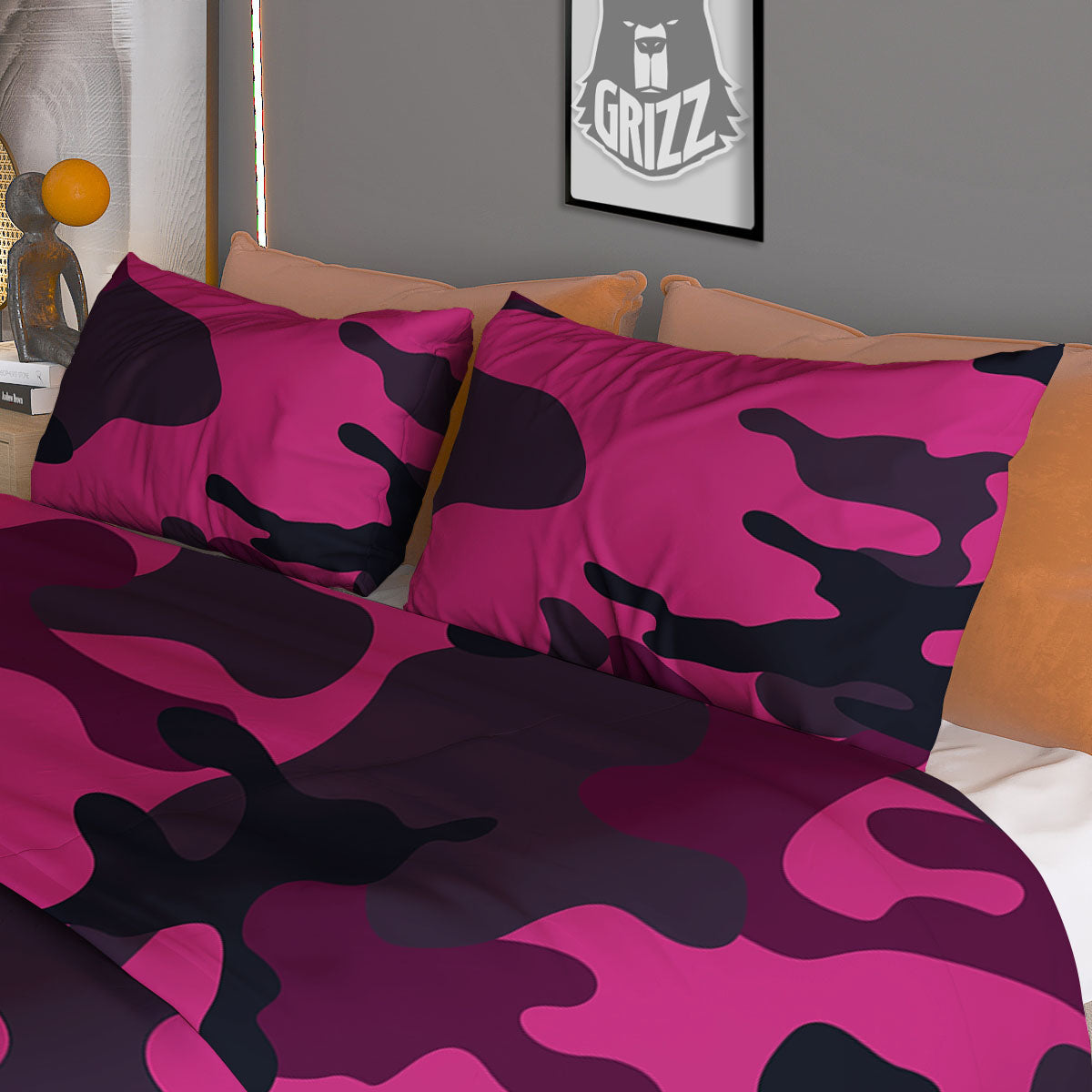 Gingham White And Violet Print Pattern Duvet Cover Bedding Set