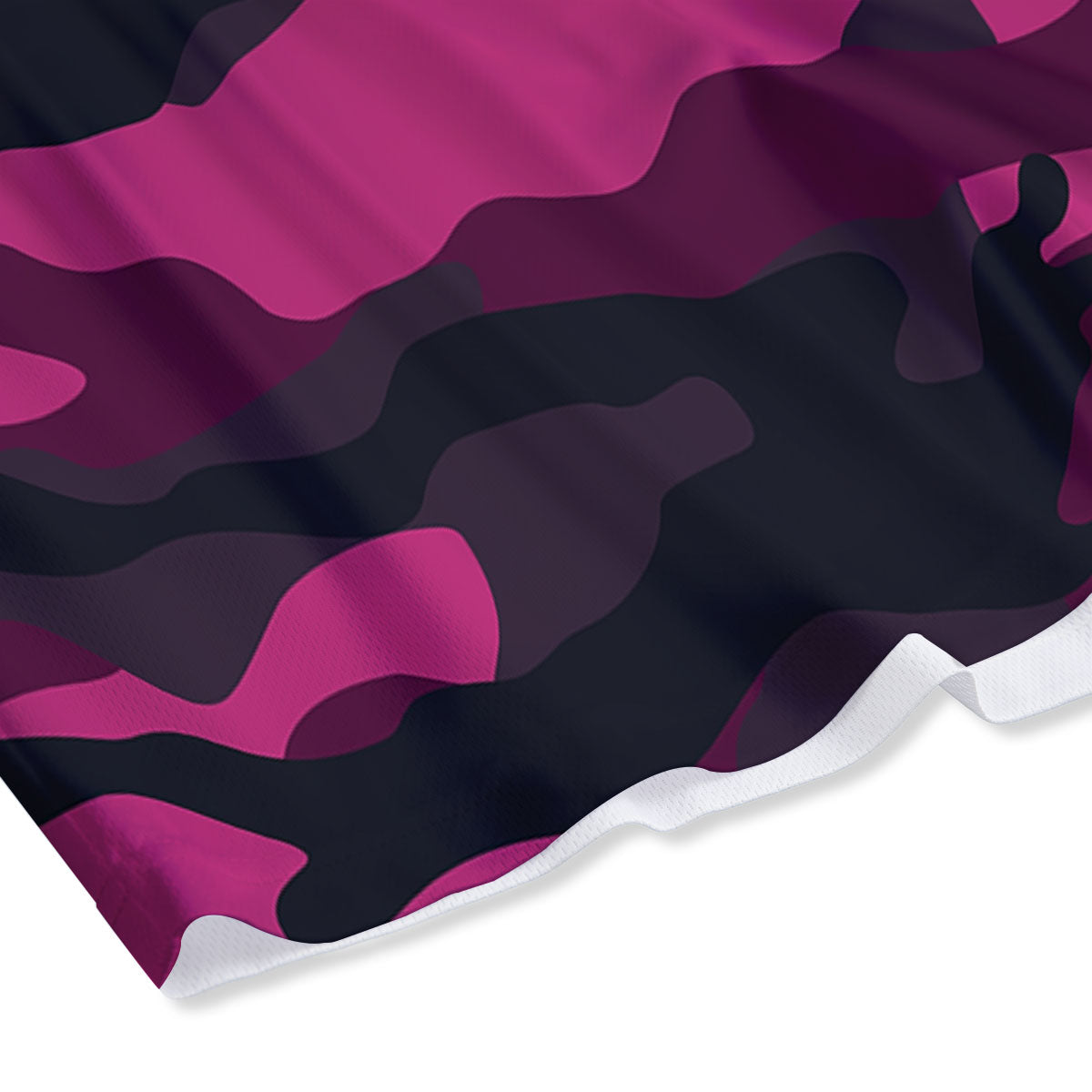 Green Pink And Black Camouflage Print Mesh Shorts