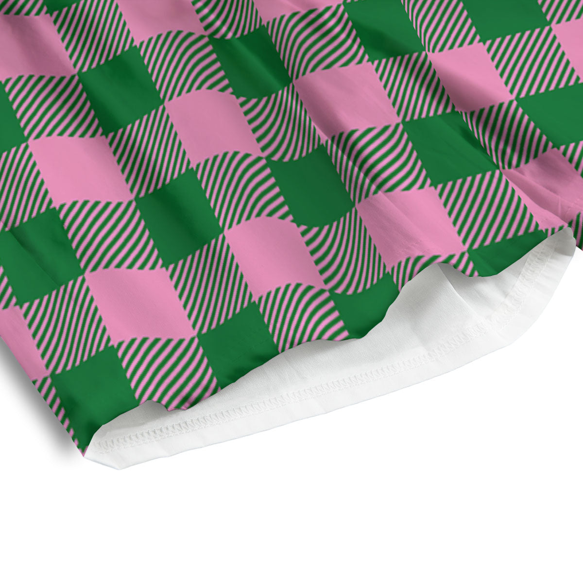 Green Pink And White Tartan Print Pattern Men's Athletic Shorts