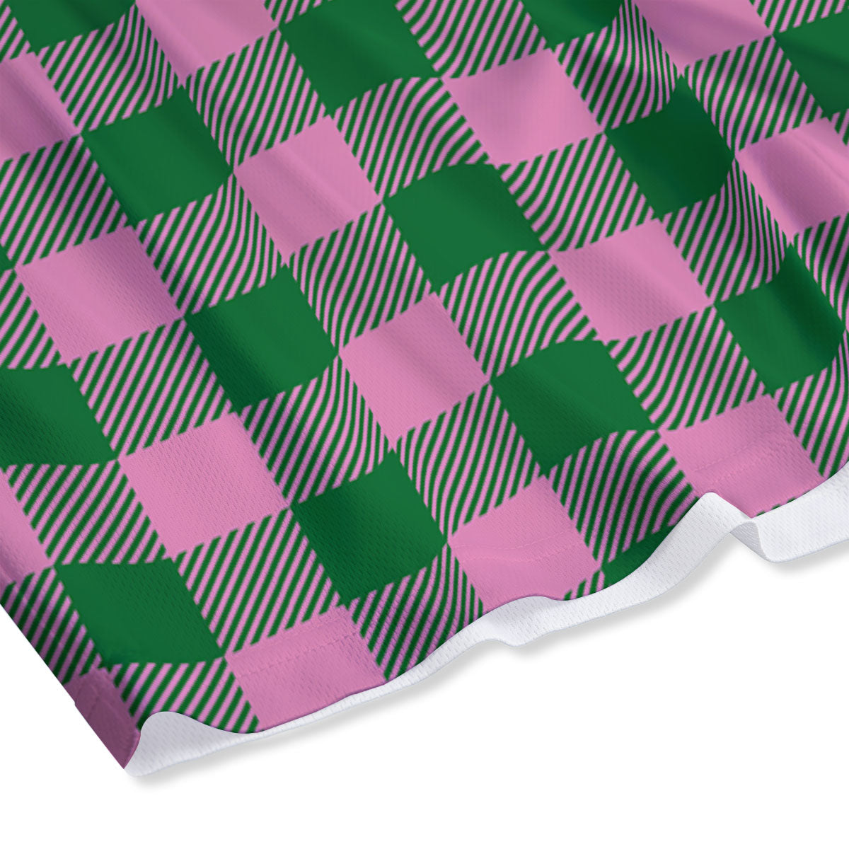 Green Pink And White Tartan Print Pattern Mesh Shorts