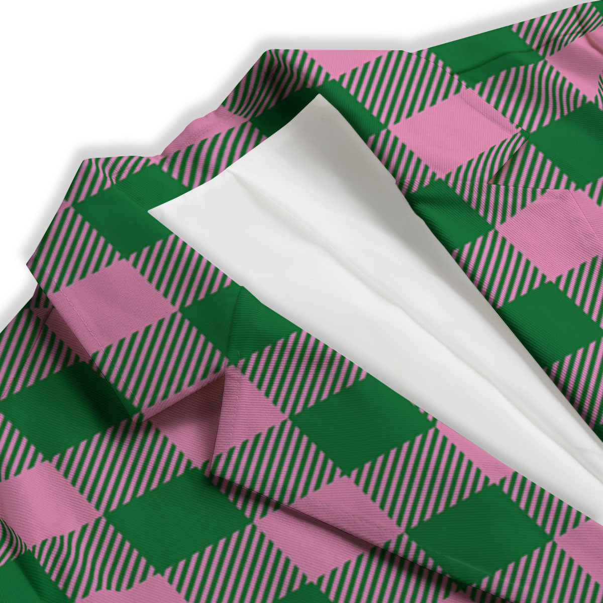 Green Pink And White Tartan Print Pattern Women's Blazer-grizzshop