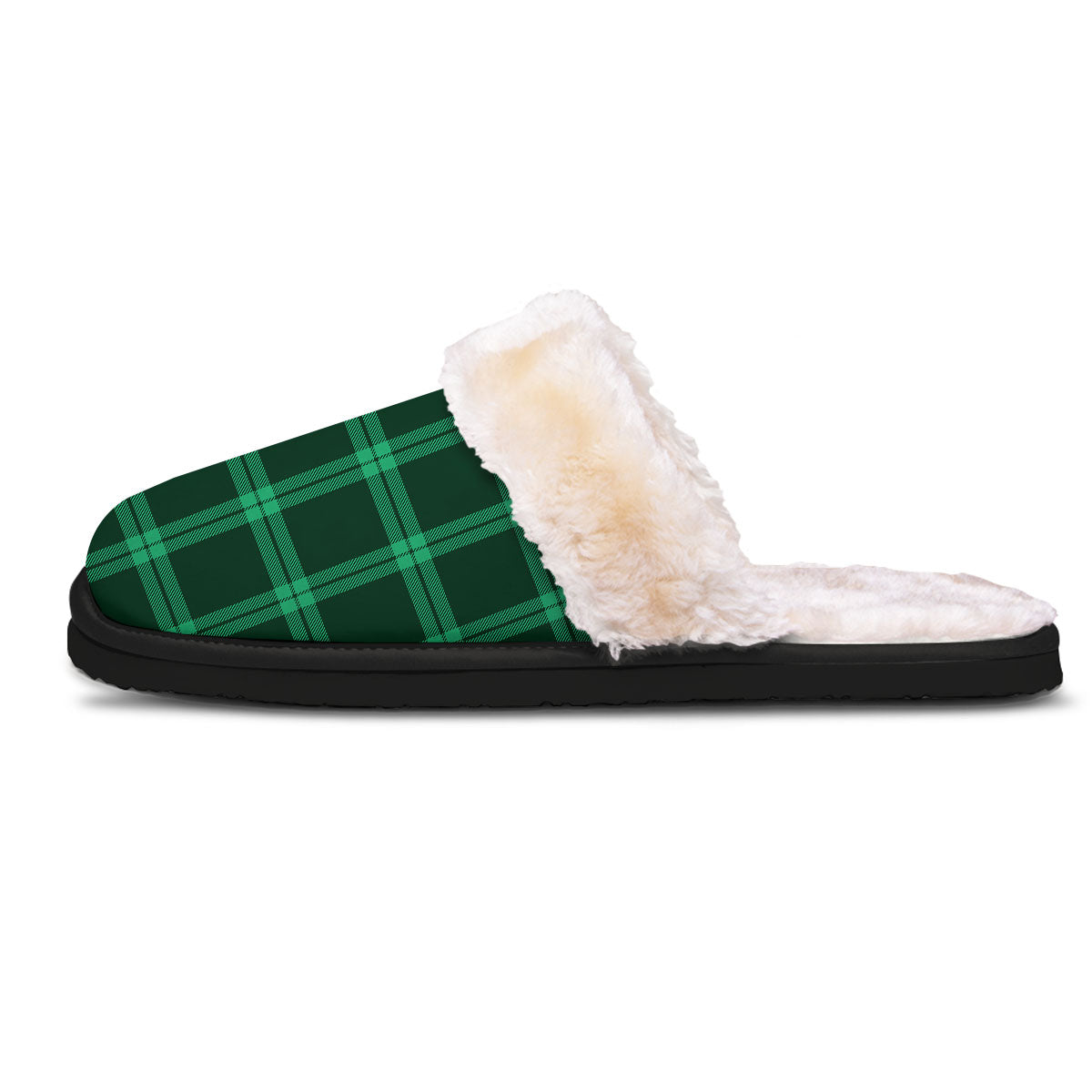 Green Plaid Print Slippers-grizzshop