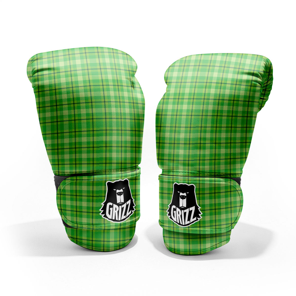 Green Plaid Shamrock Print Pattern Pro Boxing Glove