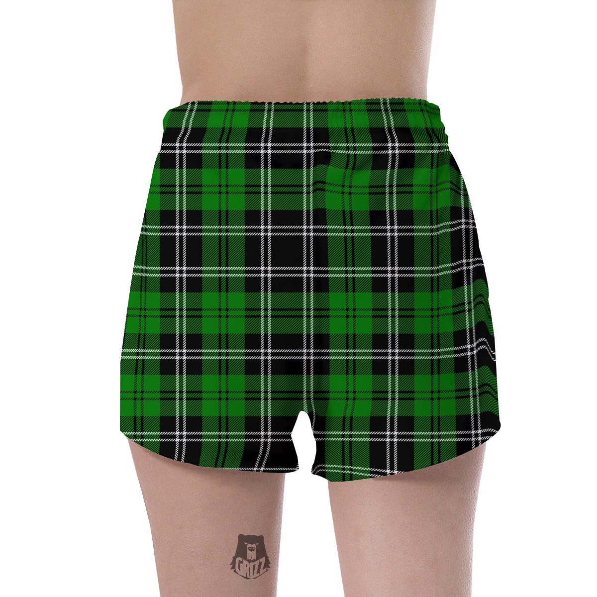 Green Plaid Tartan Print Women's Shorts-grizzshop