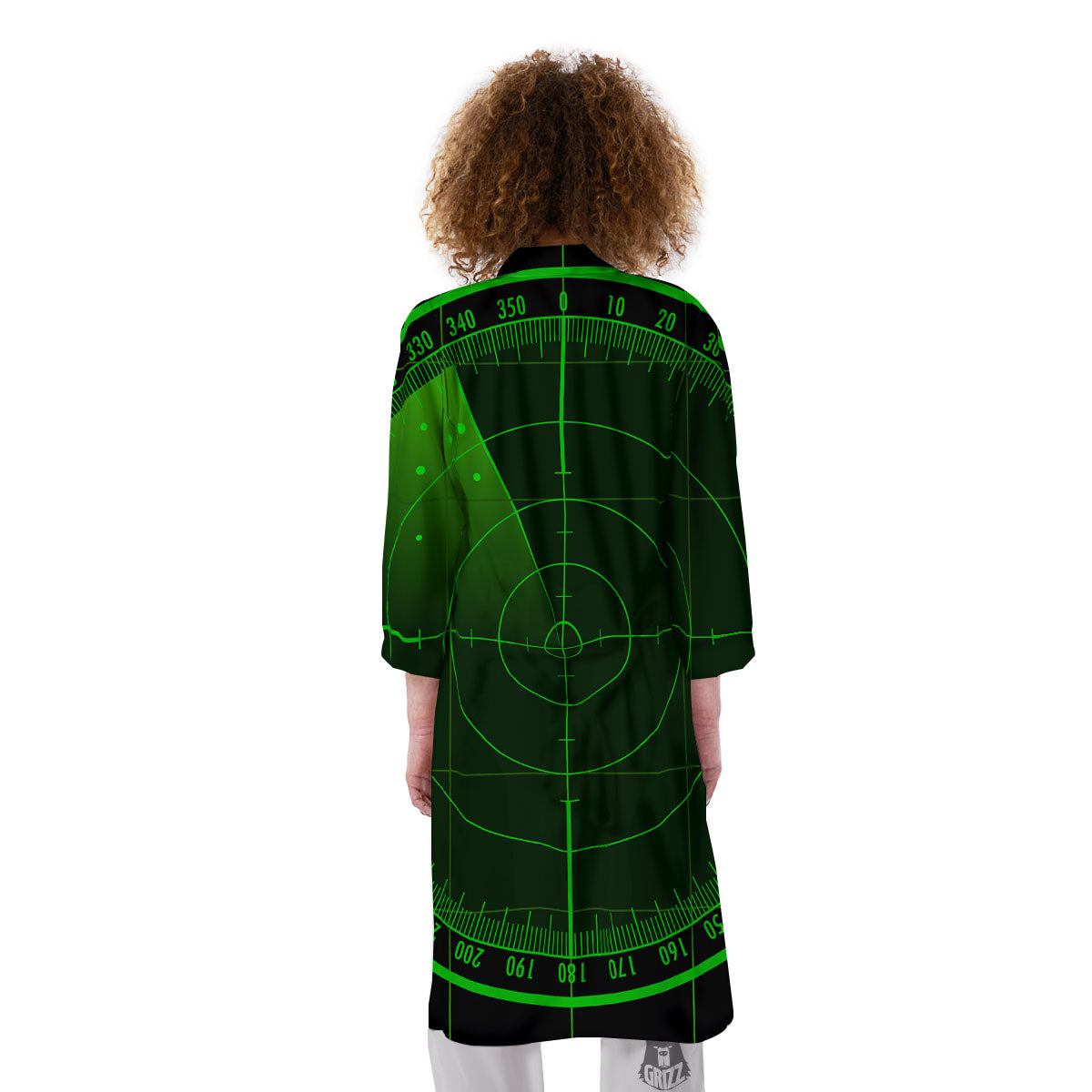 Green Radar Screen Print Kimono-grizzshop