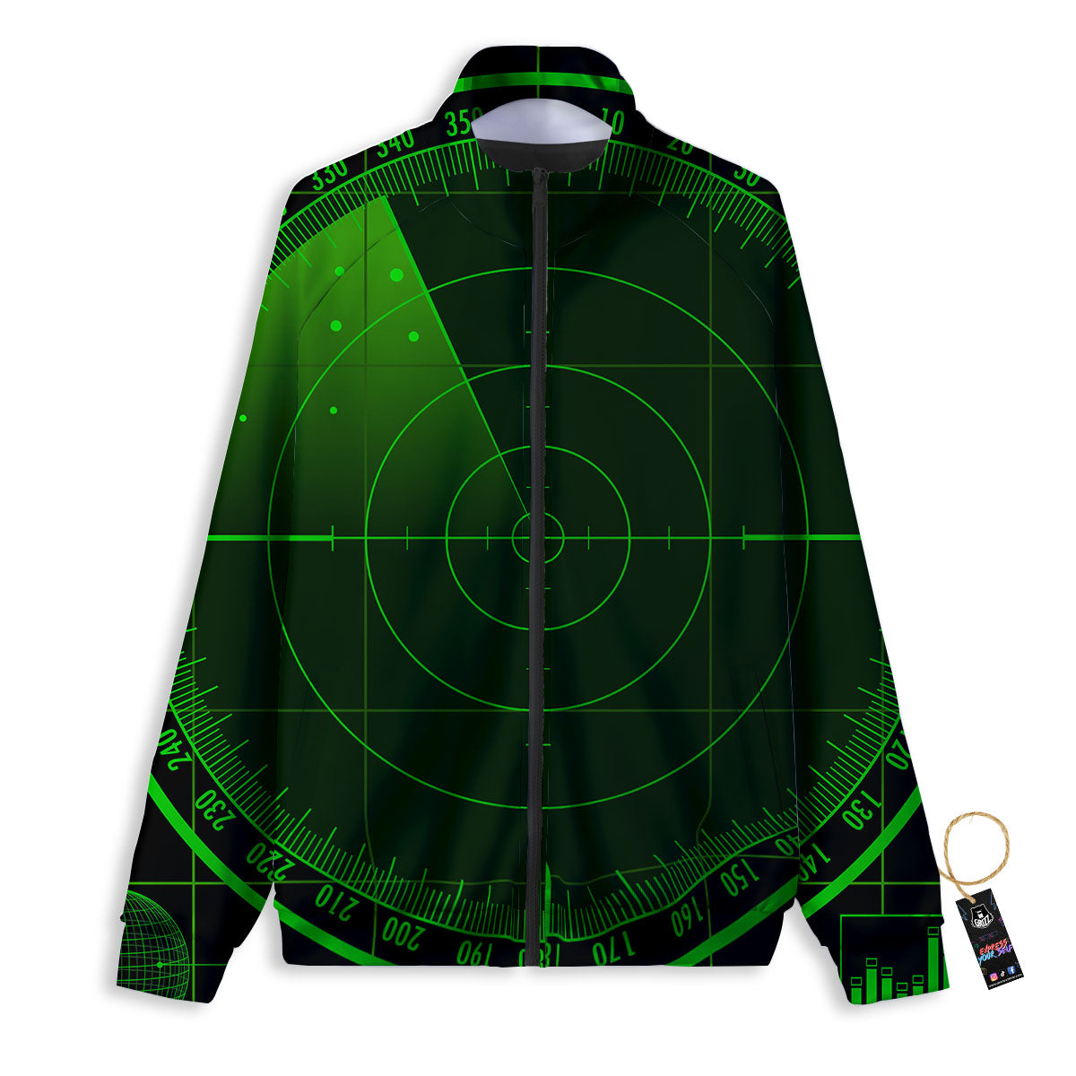 Green Radar Screen Print Track Jacket-grizzshop