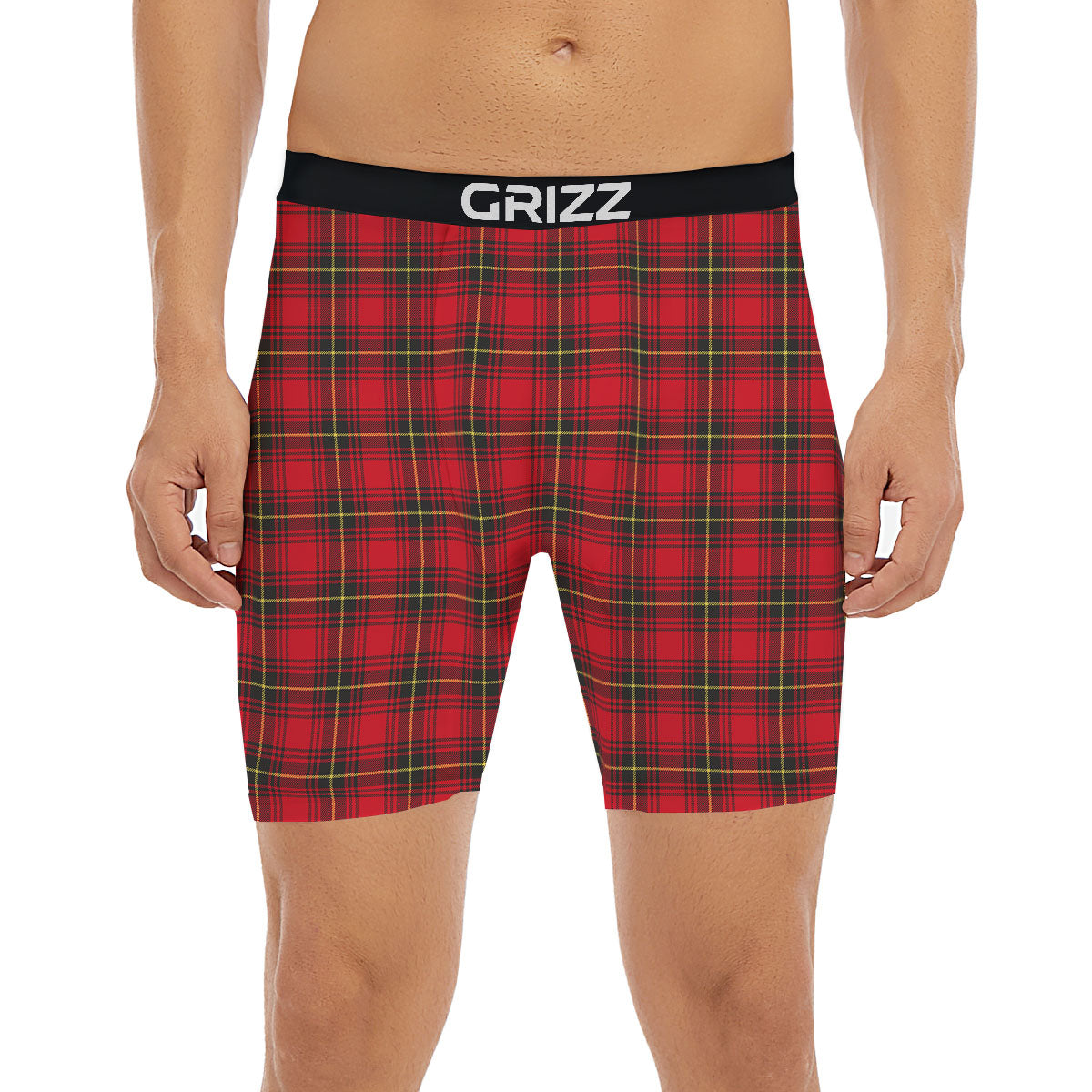 Green Red And Yellow Line Stewart Print Pattern Boxer Briefs-grizzshop