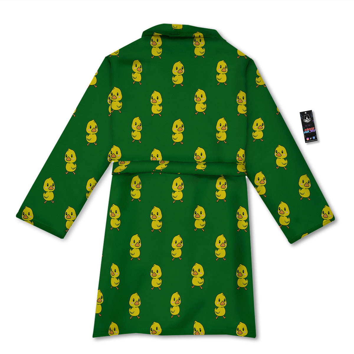 Green Rubber Duck Print Pattern Bathrobe-grizzshop