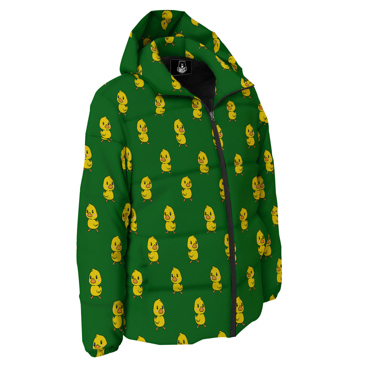 Green Rubber Duck Print Pattern Down Jacket-grizzshop