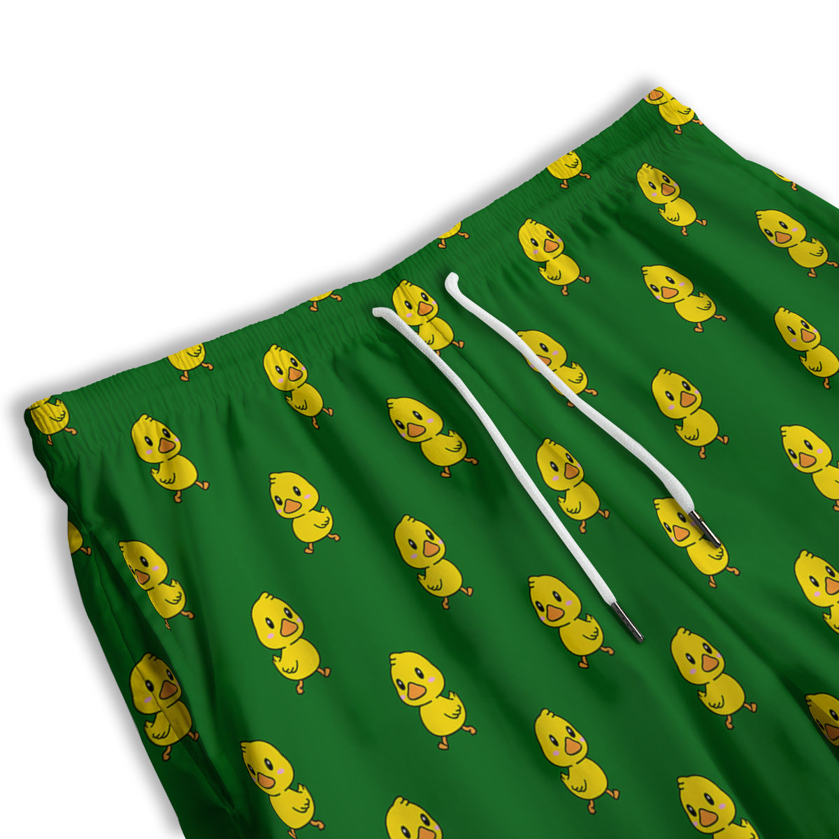 Green Rubber Duck Print Pattern Men's Athletic Shorts