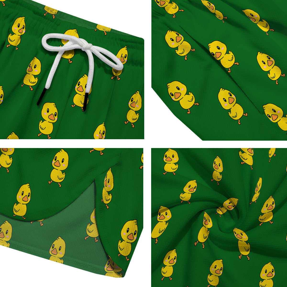 Green Rubber Duck Print Pattern Men's Running Shorts-grizzshop