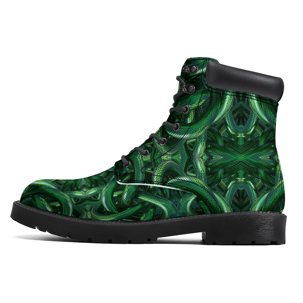 Green Snake 3D Print Pattern Boots-grizzshop