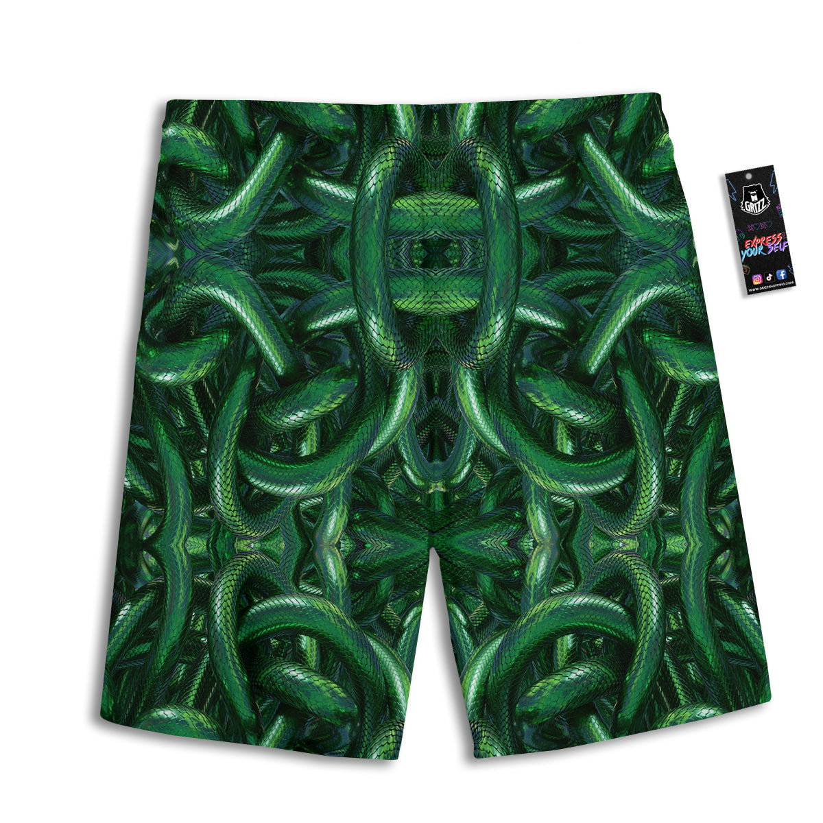 Green Snake 3D Print Pattern Men's Athletic Shorts