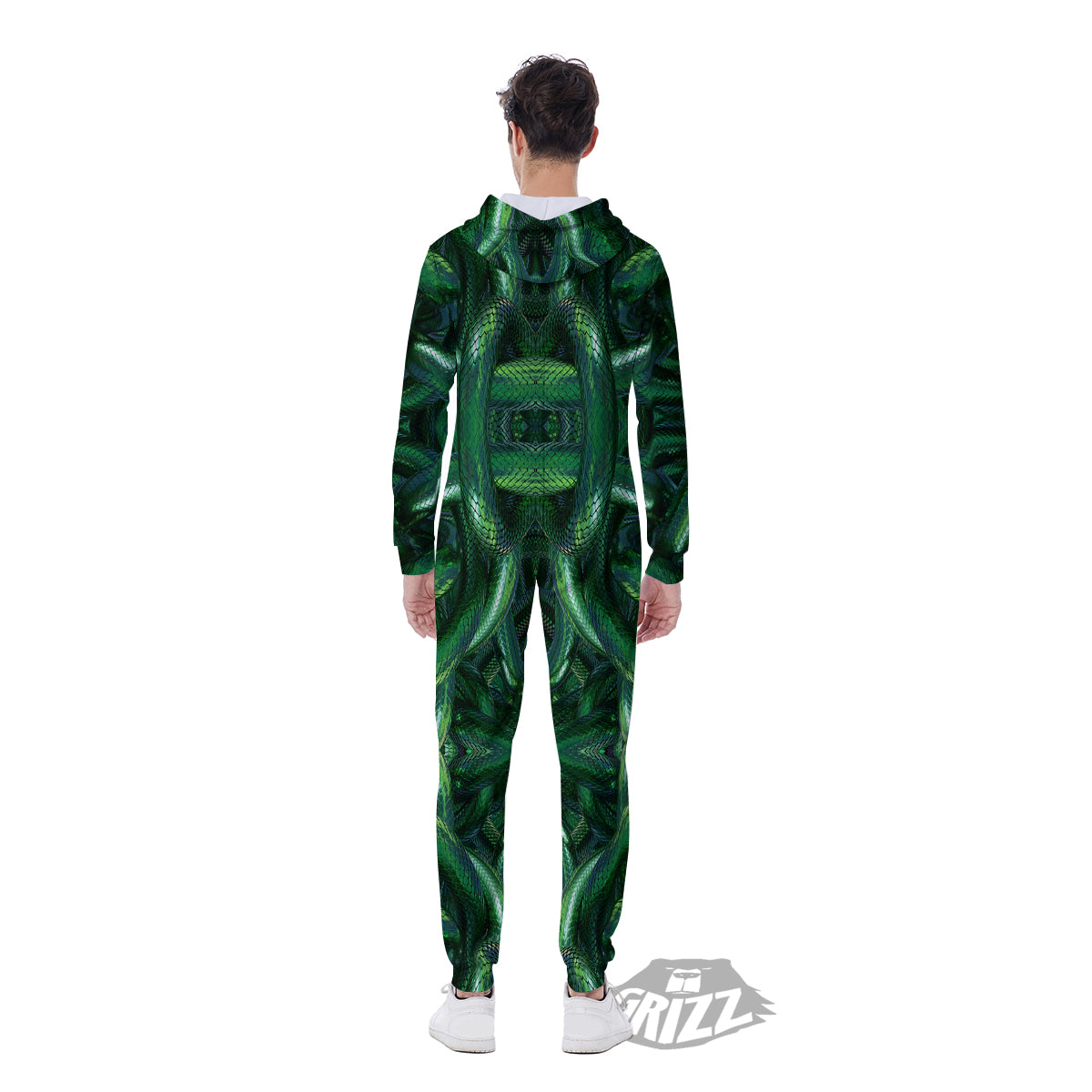 Green Snake 3D Print Pattern Men's Jumpsuit-grizzshop