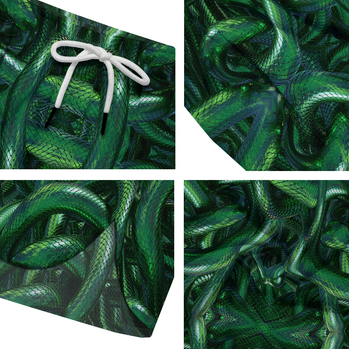 Green Snake 3D Print Pattern Men's Running Shorts-grizzshop