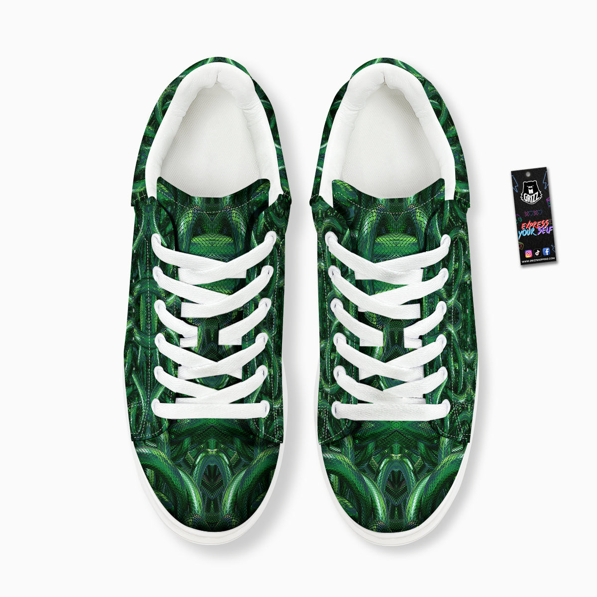 Green Snake 3D Print Pattern Platform Shoes-grizzshop