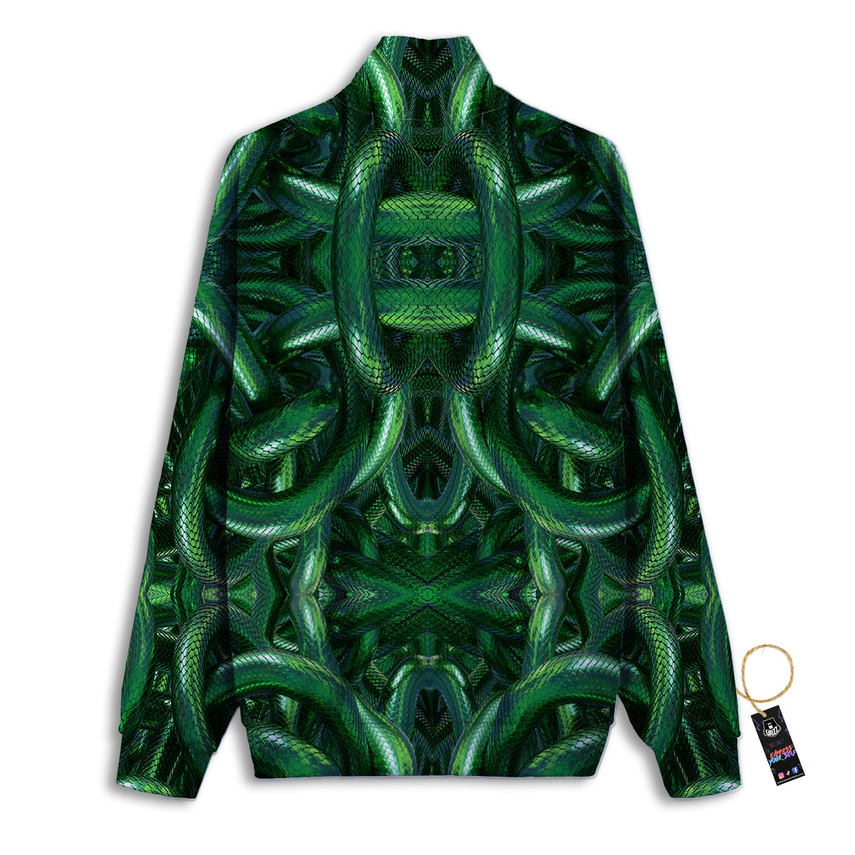 Green Snake 3D Print Pattern Track Jacket-grizzshop