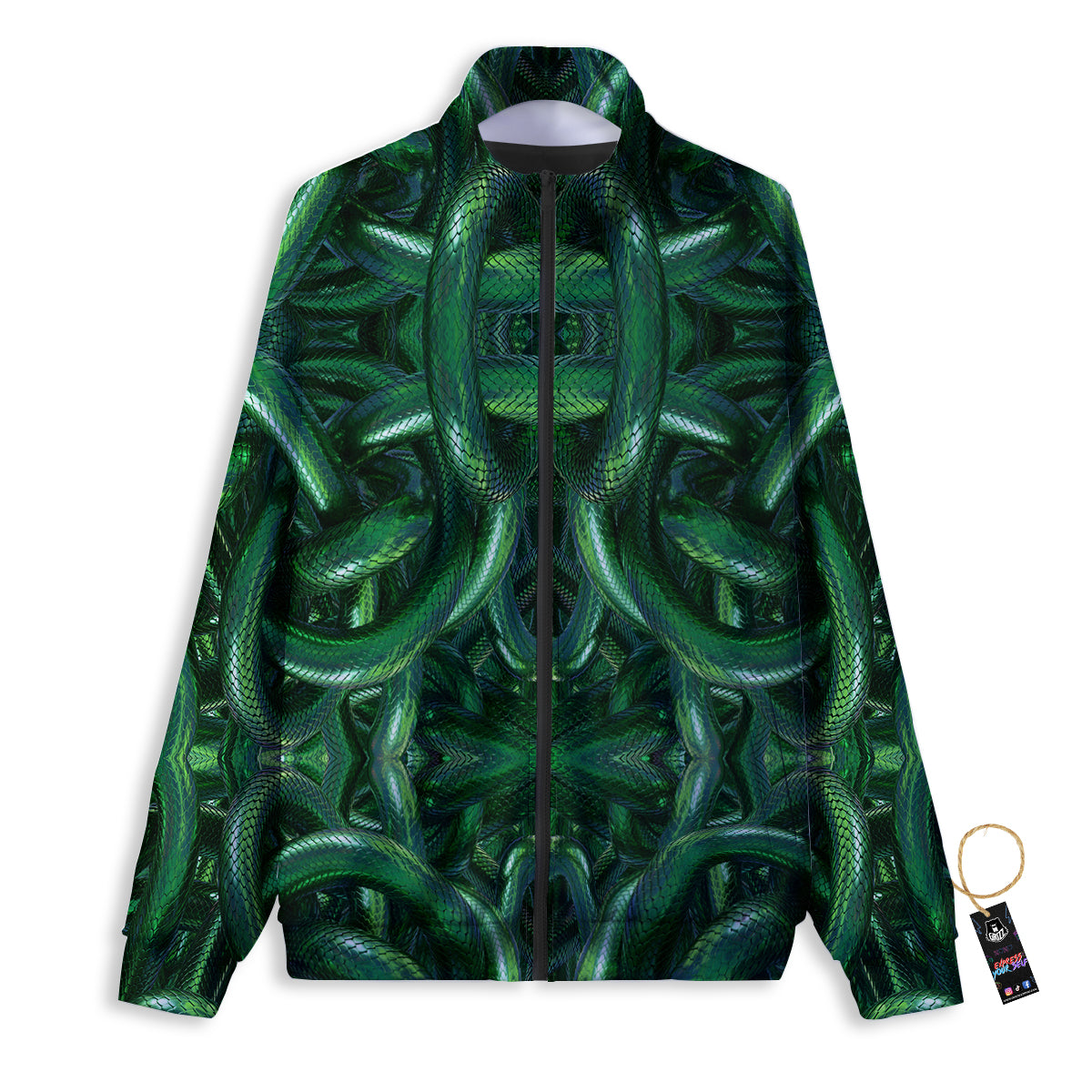 Green Snake 3D Print Pattern Track Jacket-grizzshop