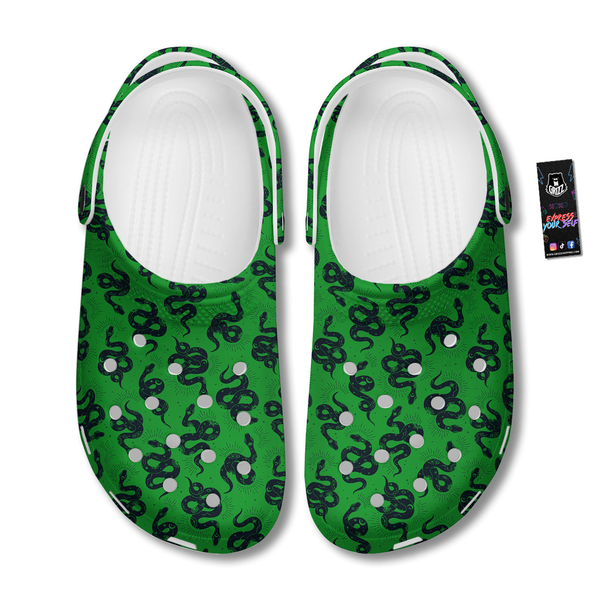 Green Snake Magic Eye Print Pattern Clog-grizzshop