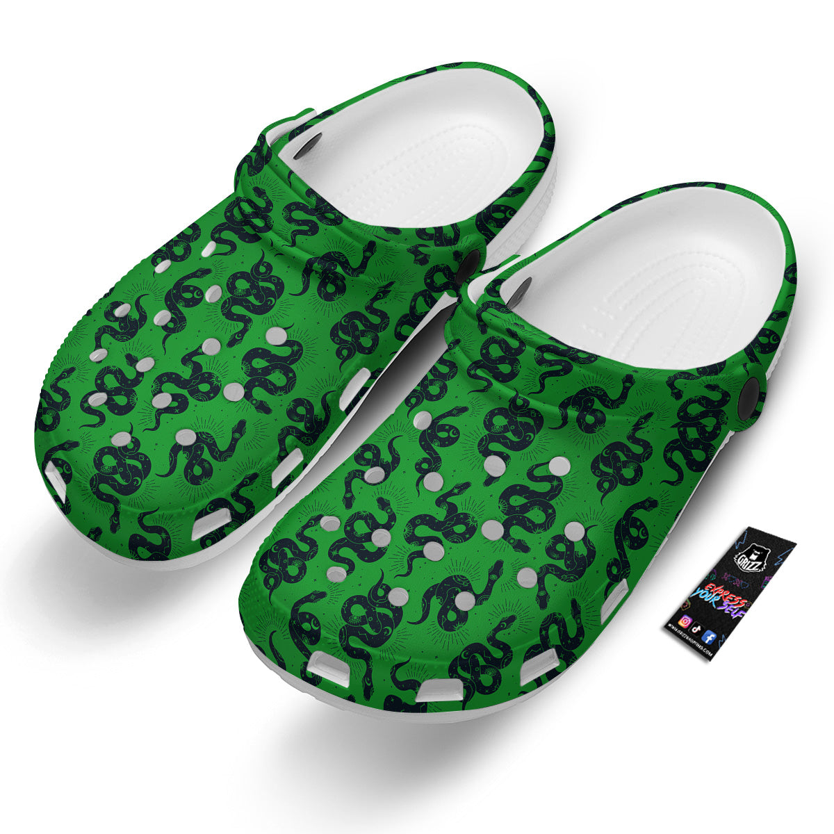 Green Snake Magic Eye Print Pattern Clog-grizzshop