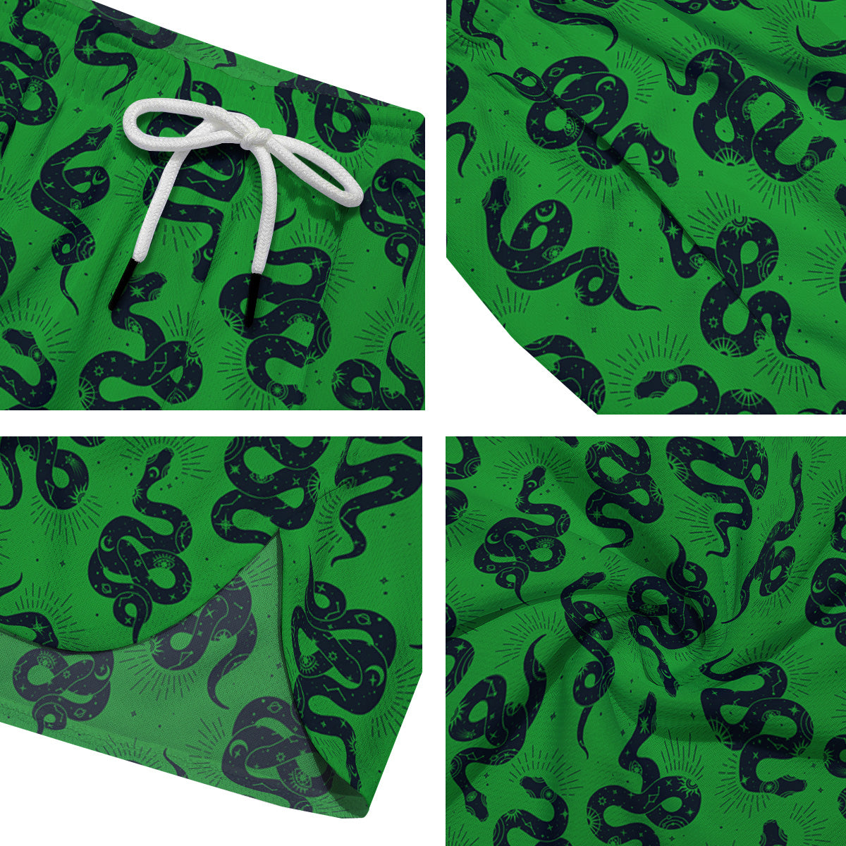 Green Snake Magic Eye Print Pattern Men's Running Shorts-grizzshop