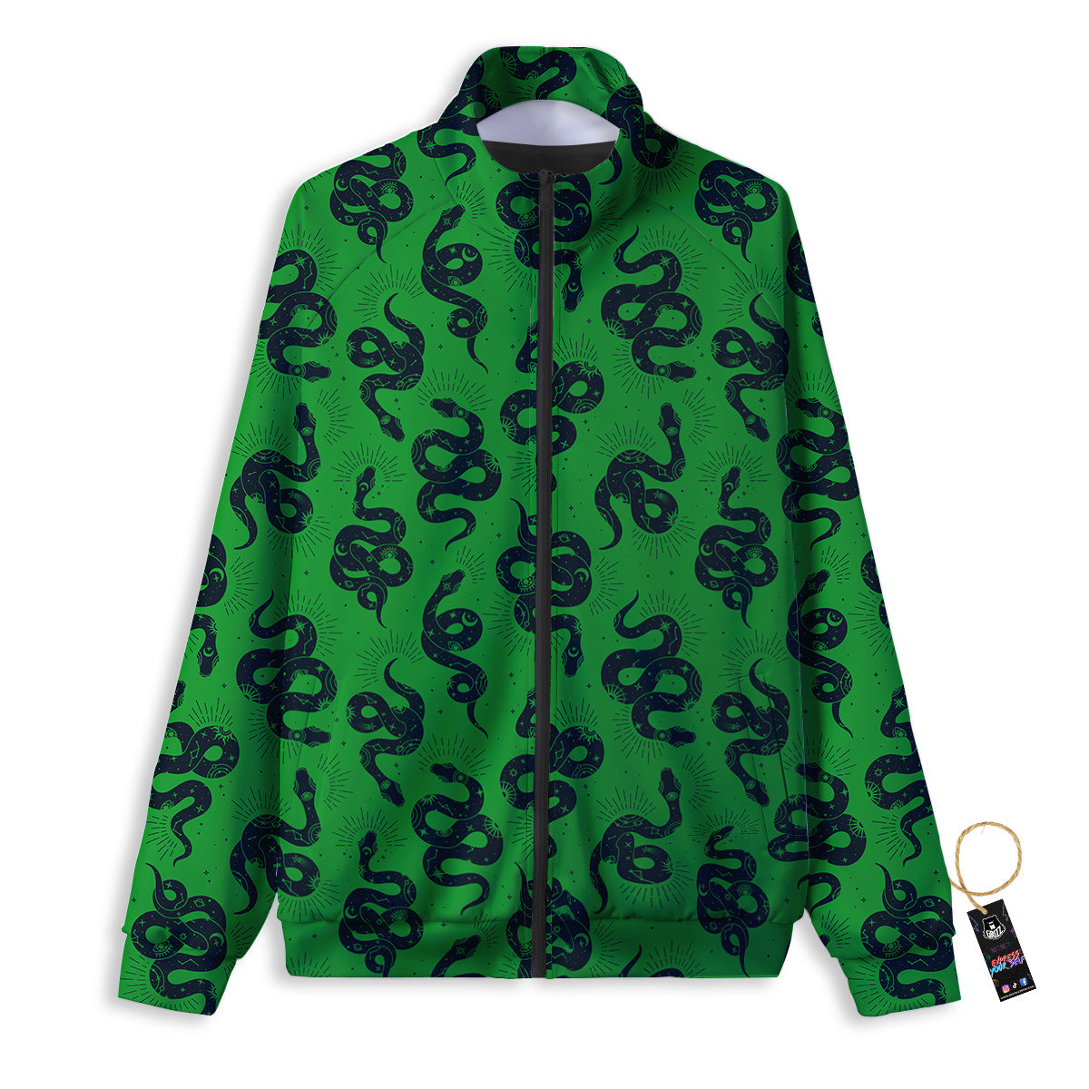 Green Snake Magic Eye Print Pattern Track Jacket-grizzshop