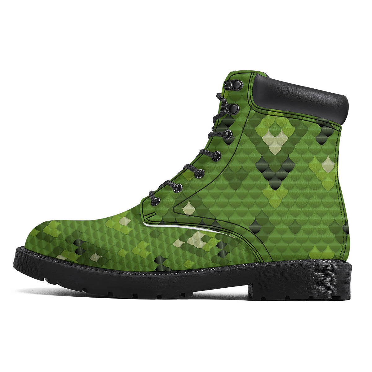 Green Snake Skin Cartoon Print Pattern Boots-grizzshop