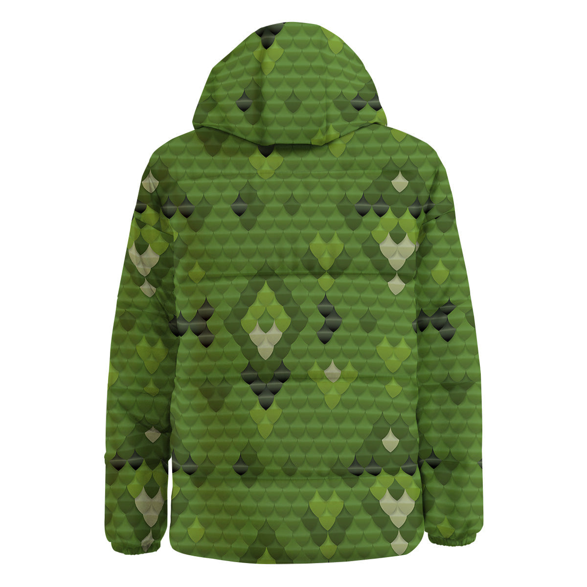 Green Snake Skin Cartoon Print Pattern Down Jacket-grizzshop