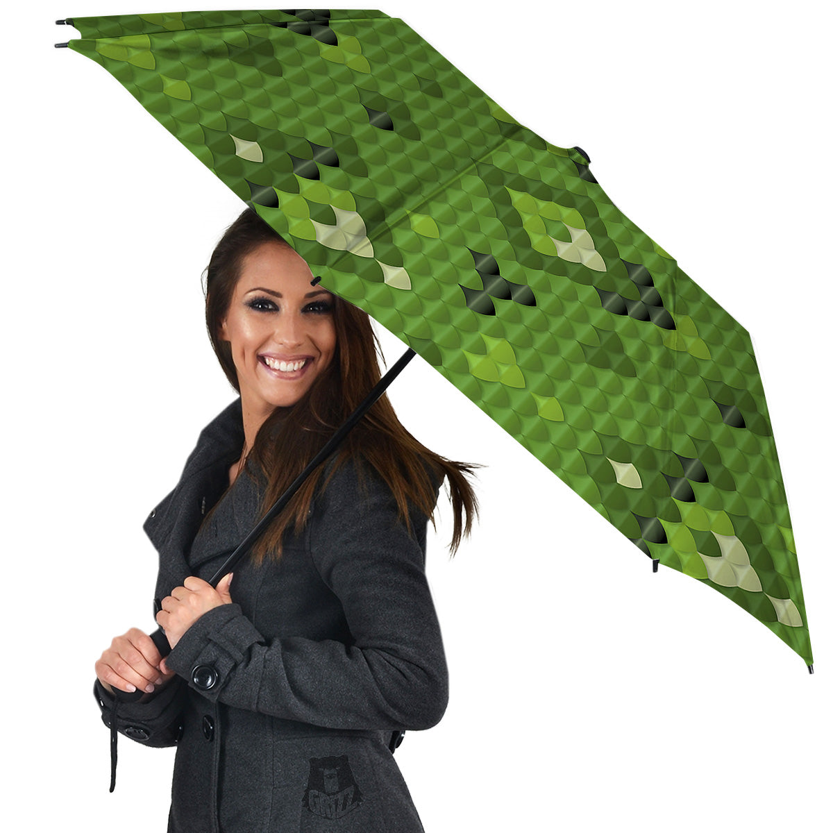 Green Snake Skin Cartoon Print Pattern Umbrella-grizzshop