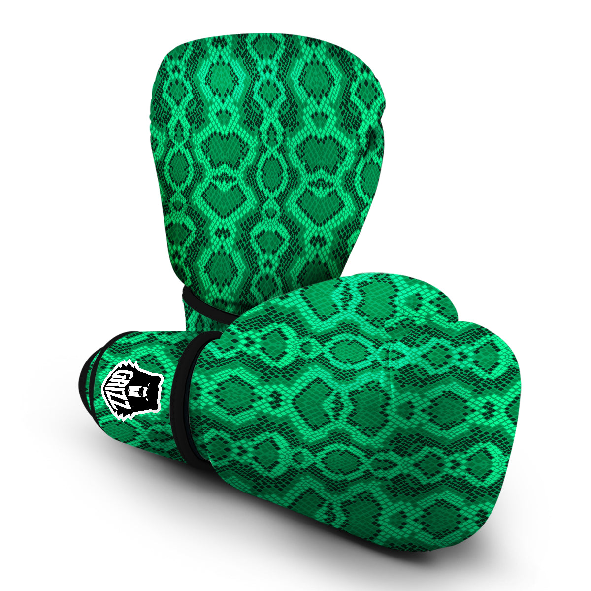 Green Snakeskin Python Skin Pattern Print Boxing Gloves-grizzshop