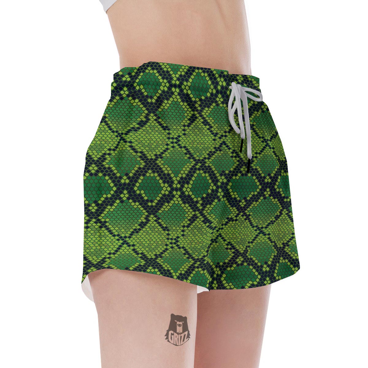 Green Snakeskin print Women's Shorts-grizzshop